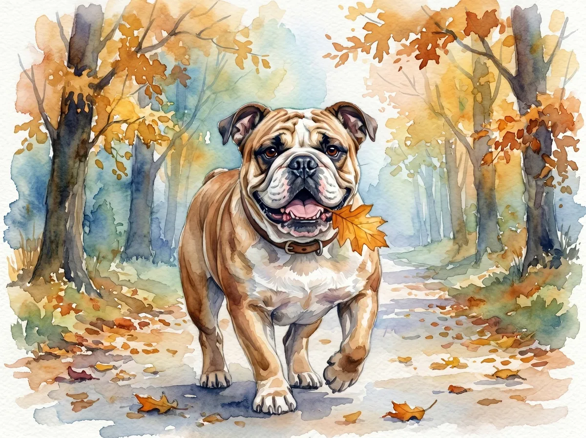 Bulldog watercolor calendar month 9
